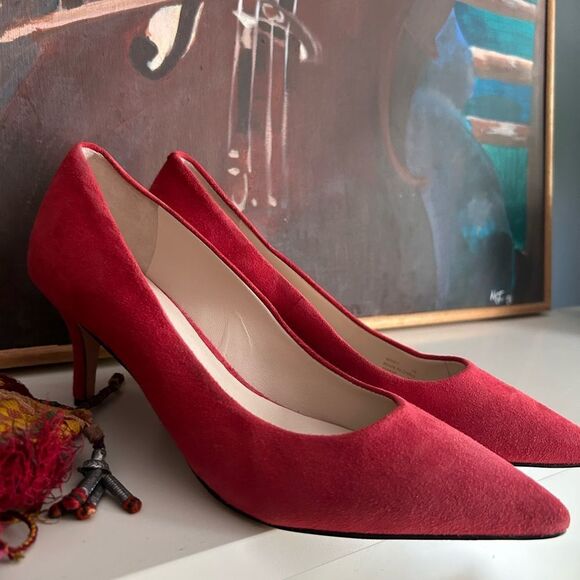 Cole Haan Red Suede Heels 7B - Picture 4 of 16